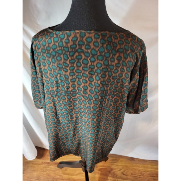 Lilu Size L Silk Leopard Print S/S Blouse - Picture 4 of 5